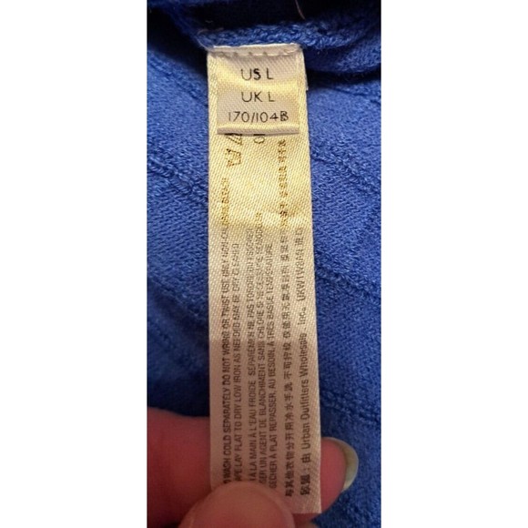 Free People Beach Knit Low Back Midi Dress Sz L Blue Cover Up w/ Accent Buttons - Picture 7 of 7